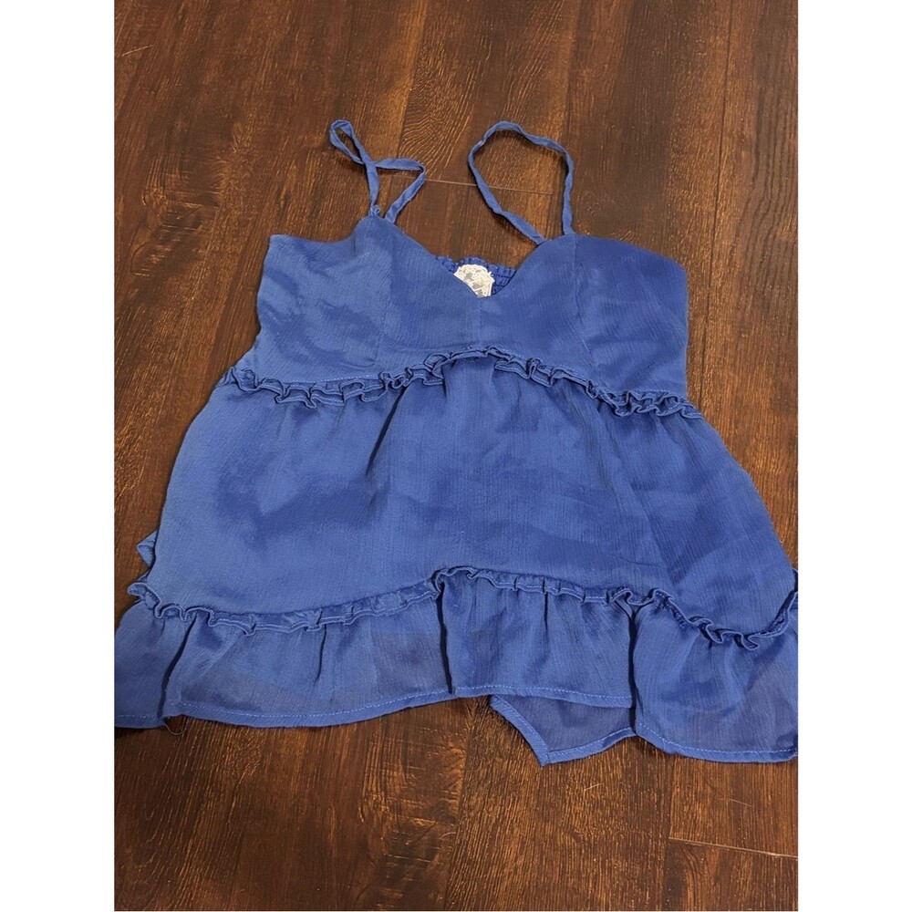 Sadie & Sage Blue Ruffle Babydoll Camisole XS